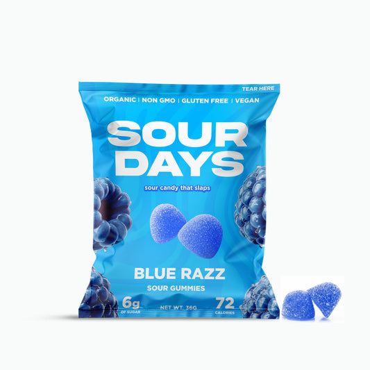 Sour Days Blue Razz sour gummies bag