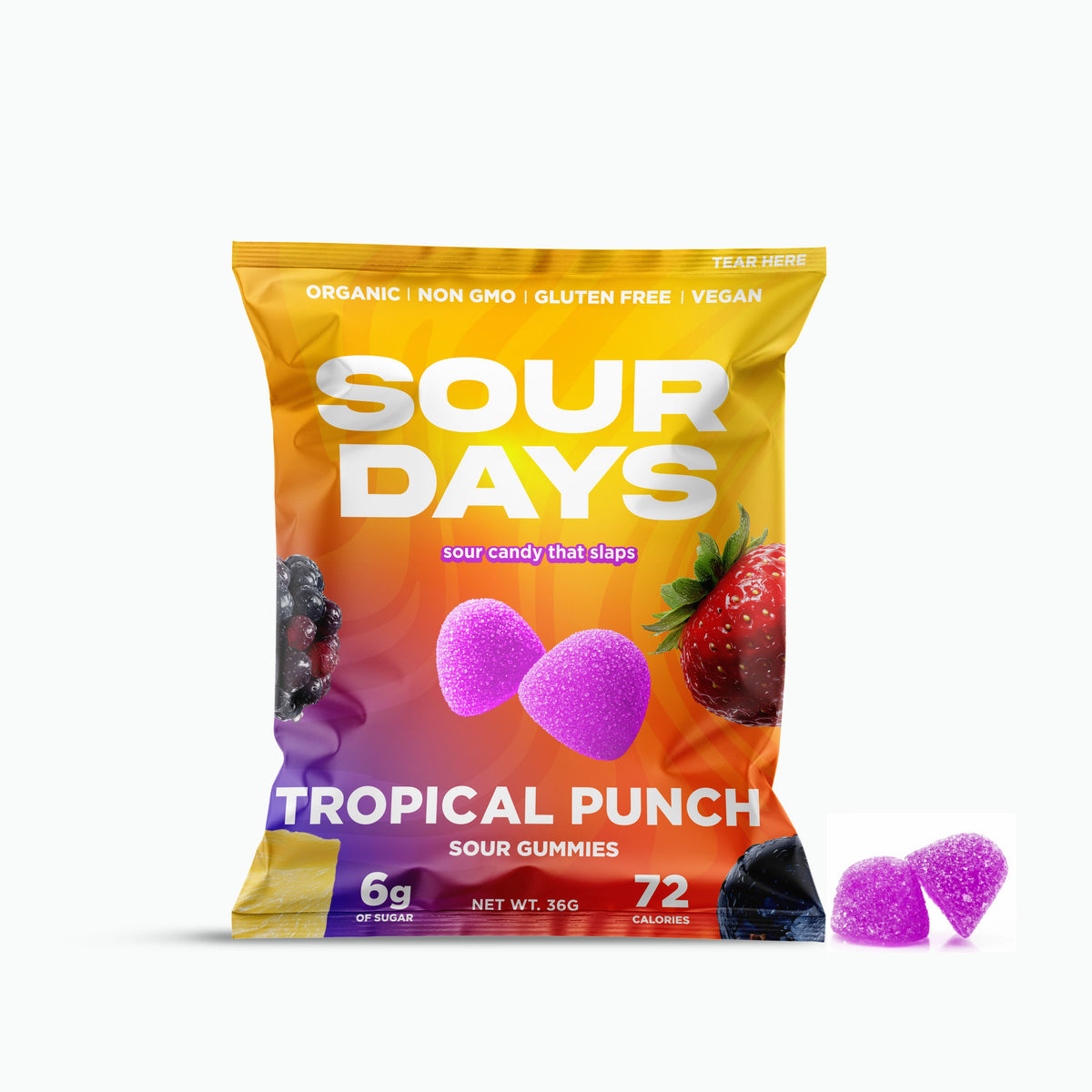 Sour Days Tropical Punch sour gummies bag
